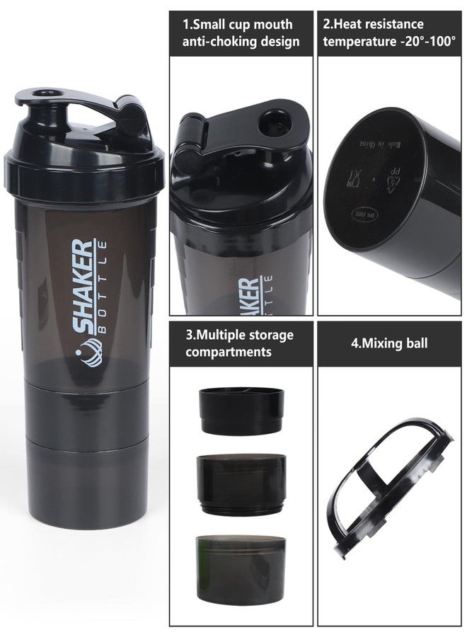 VIGIND Protein Shaker Bottle,16 oz Shake Cup for Protein Powder with Storage,Sports Water Bottle,Non Slip 3 Layer Twist Off 3oz Cups with Pill Tray Leak Proof Shake Bottles for Protein Mixes - Image 3